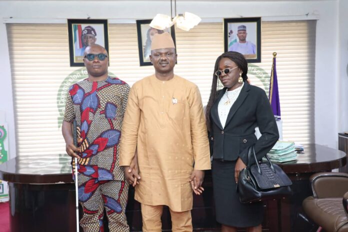 Stanley Onyebuchi, National President, Nigeria Association Of The Blind (NAB), Executive Secretary, National Commission For Persons with disabilities (NCPWD), Mr. James Lalu and Barr. Calister Ugwuaneke, Vice President, African Union Of The Blind