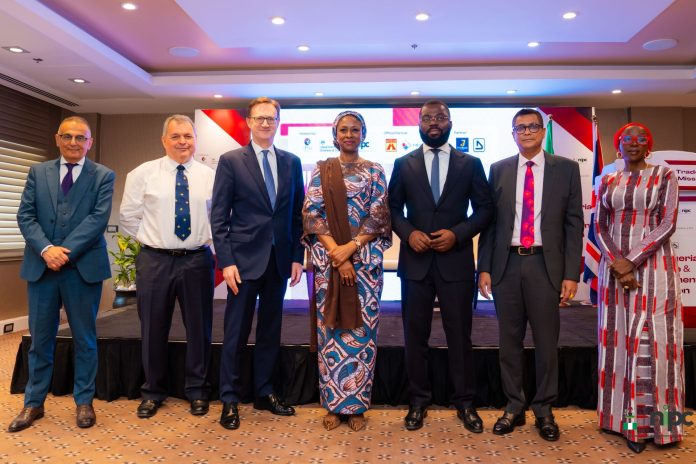 L-R: Atam Sandhu, Chief Executive, DMA Invest; Steve Grey OBE, UK Export Finance Lead; Dr Richard Montgomery, British High Commissioner to Nigeria; Aisha Rimi, Chief Executive, Nigeria Investment Promotion Commission; Ayo Sotinrin, MD/Chief Executive Nigeria's Bank of Agriculture (BoA), and Lovina Kayode, Director, Investor Relations, Nigeria Investment Promotion Commission, at the UK-Nigeria Trade mission in Abuja, yesterday.